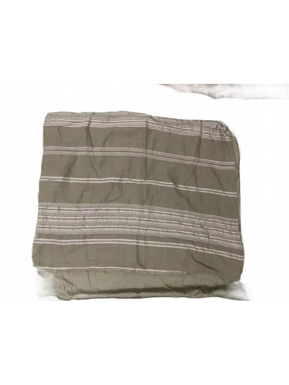 Threshold Olive Green Striped Cotton Duvet Cover Set Full/Queen